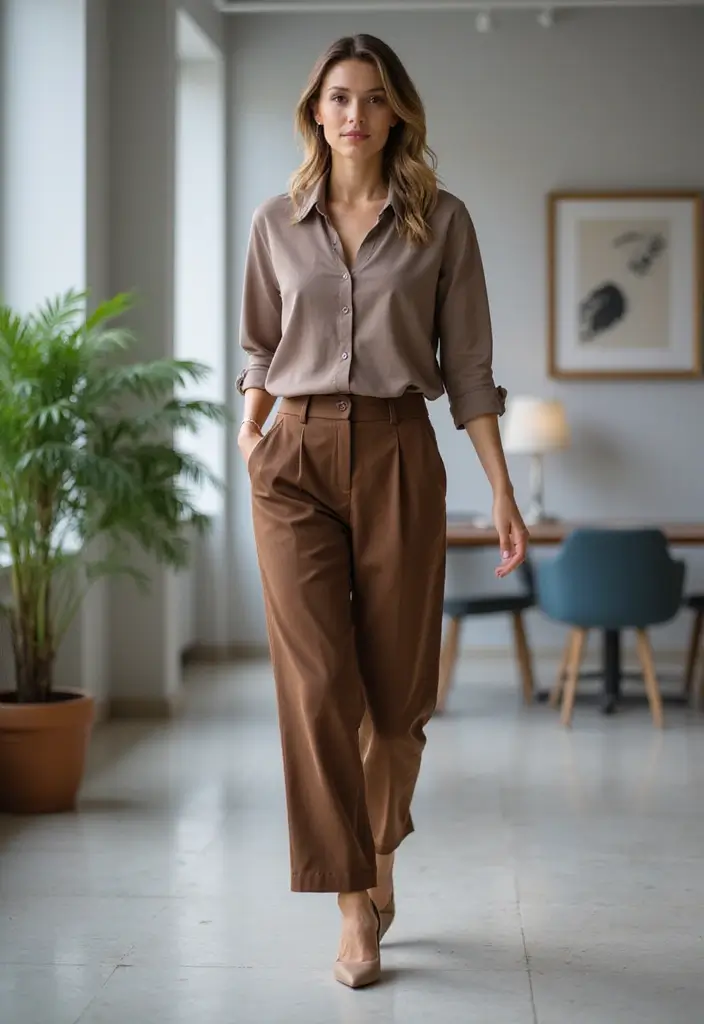 28 Stylish Comfy Work Outfit For Every Occasion - 15. Polished Culottes with a Fitted Top