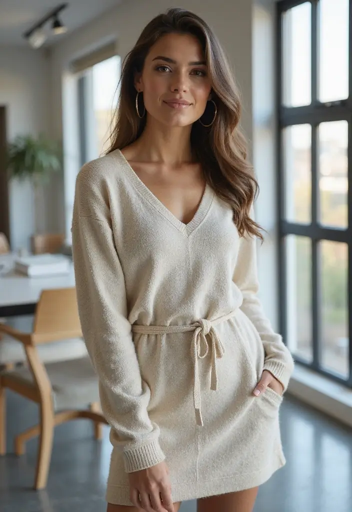 28 Stylish Comfy Work Outfit For Every Occasion - 28. Stylish Pull-Over Dress