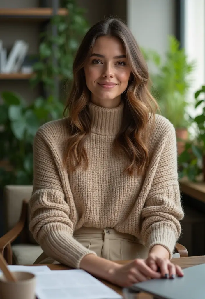 28 Stylish Comfy Work Outfit For Every Occasion - 7. Soft Sweater and Pencil Skirt