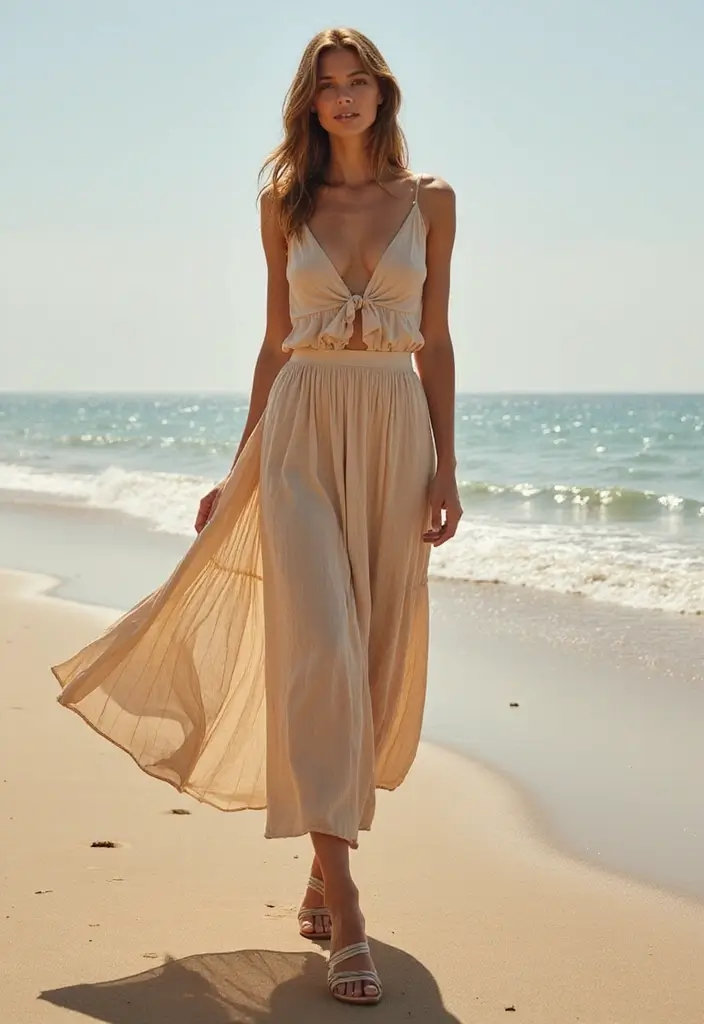 28 Trendy Kurt Geiger Shoes Outfit To Refresh Your Closet - 3. Slide Sandals with a Maxi Skirt