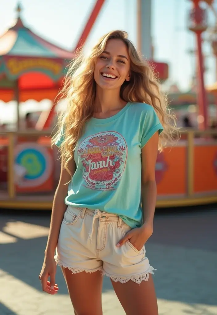 29 Amusement Park Outfit Looks That Will Upgrade Your Wardrobe - 1. Cool and Comfy: Graphic Tees & Shorts
