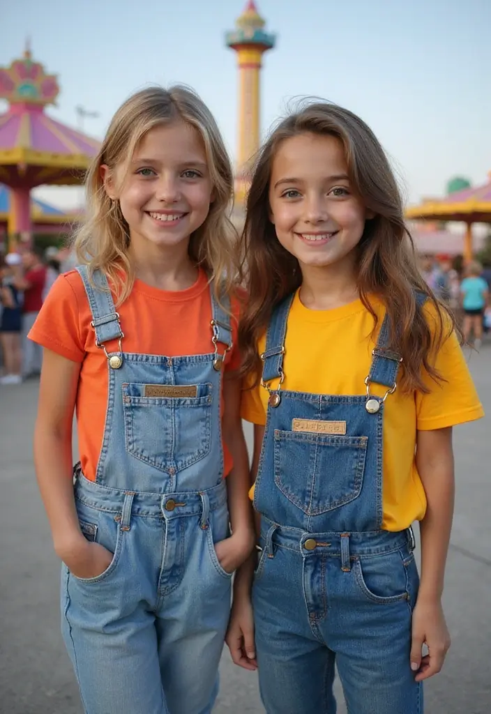 29 Amusement Park Outfit Looks That Will Upgrade Your Wardrobe - 4. Trendy Overalls: Kid-Friendly Fun