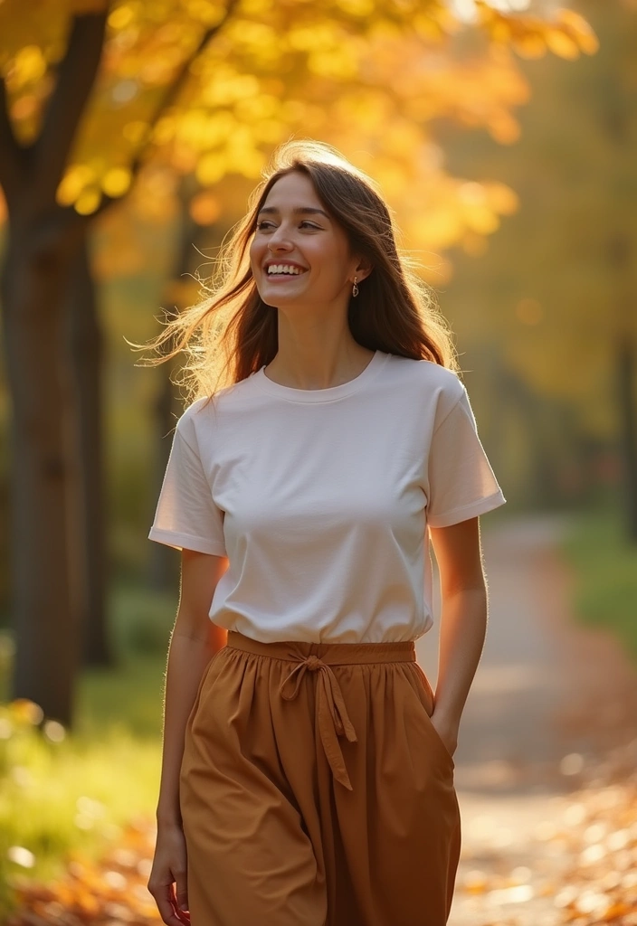 29 Must-Try Fall Church Outfit Combos This Season - 16. Basic T-shirt with a Long Skirt