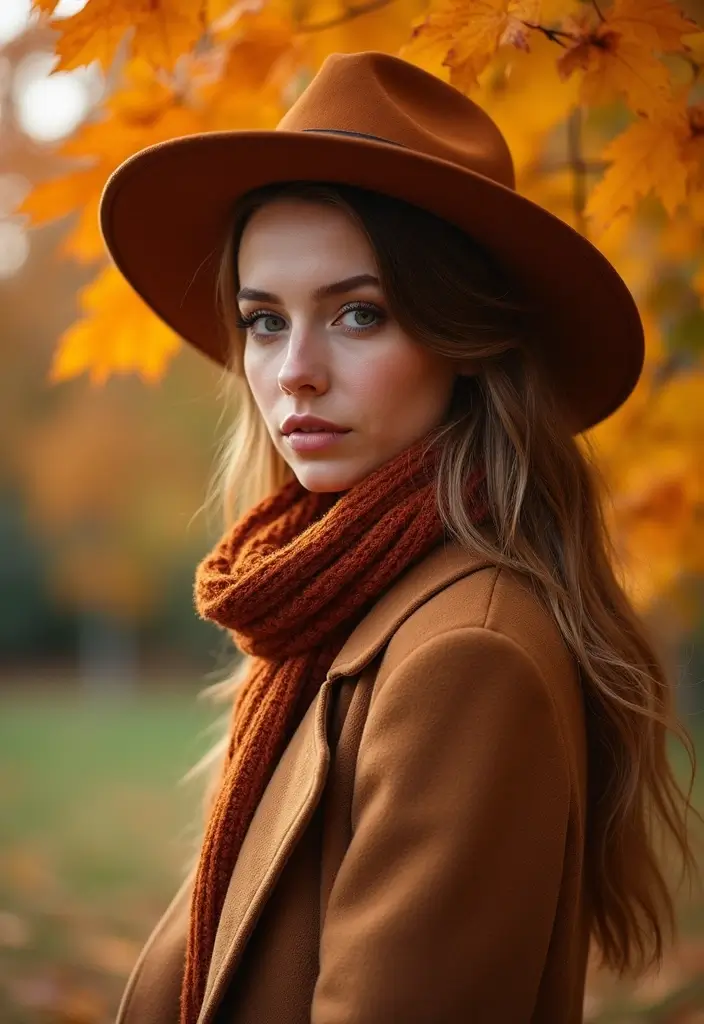 29 Must-Try Fall Church Outfit Combos This Season - 23. Warm Tones with Contrast Accessories