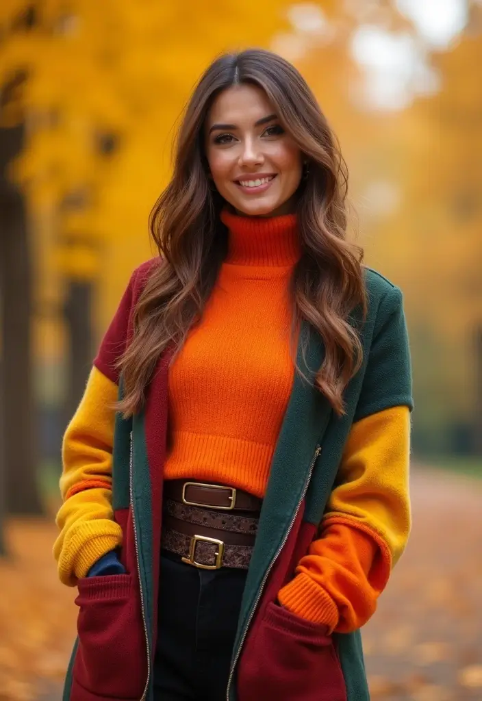 29 Must-Try Fall Church Outfit Combos This Season - 24. Color-Blocked Outfit