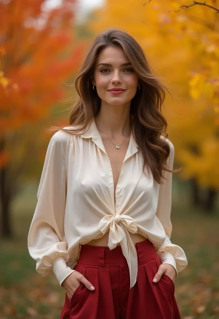 29 Must-Try Fall Church Outfit Combos This Season - 29. Elegant Blouse with a Full Skirt