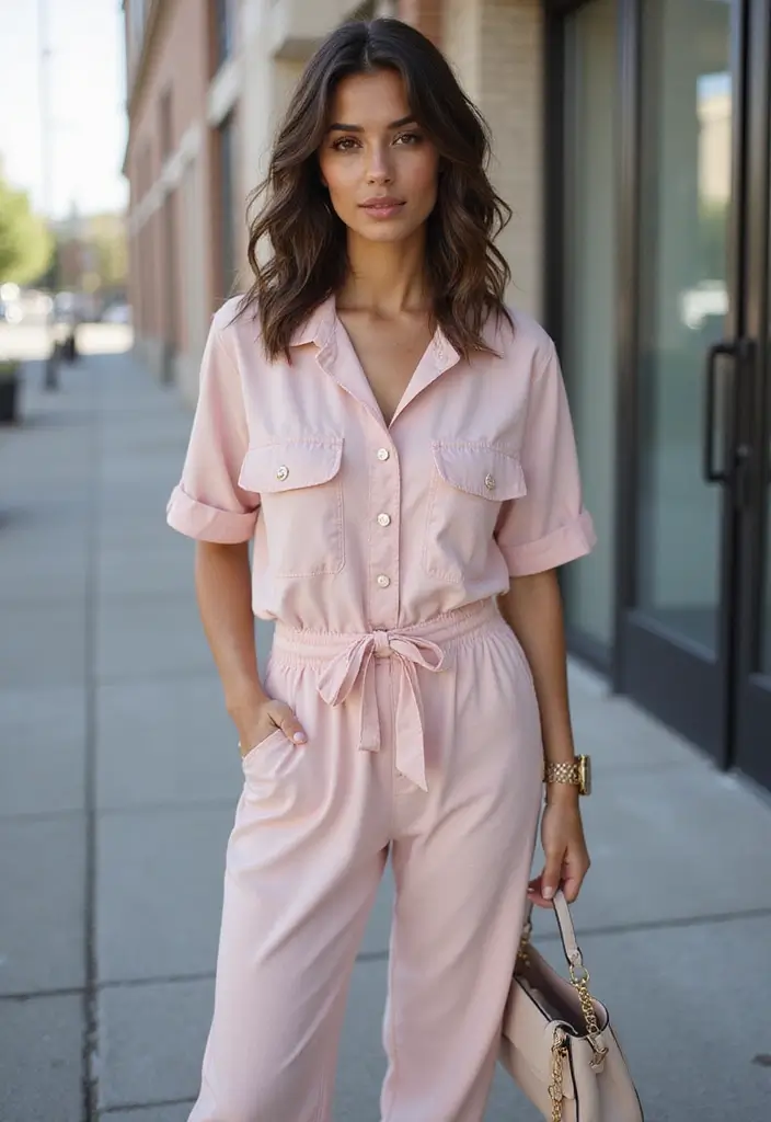 29 Soft Girl Aesthetic Outfit Ideas That Feel Effortless - 14. Pastel Utility Jumpsuit