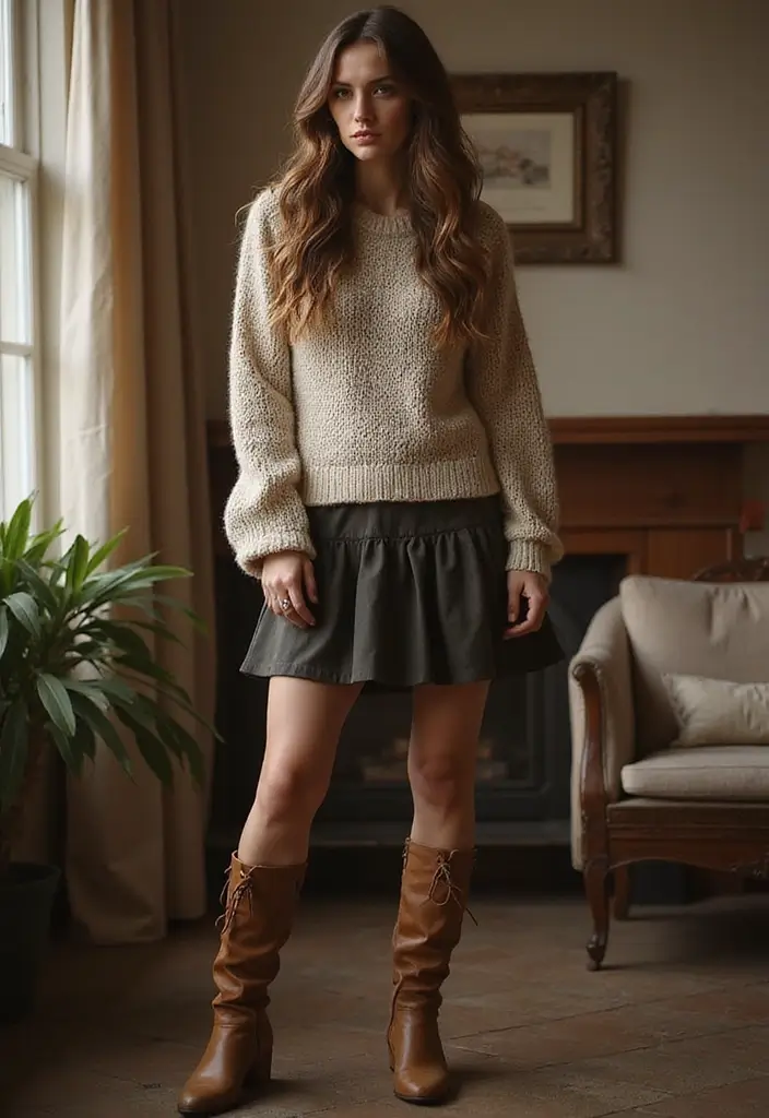 29 Soft Girl Aesthetic Outfit Ideas That Feel Effortless - 17. Layered Skirts with a Fitted Sweater