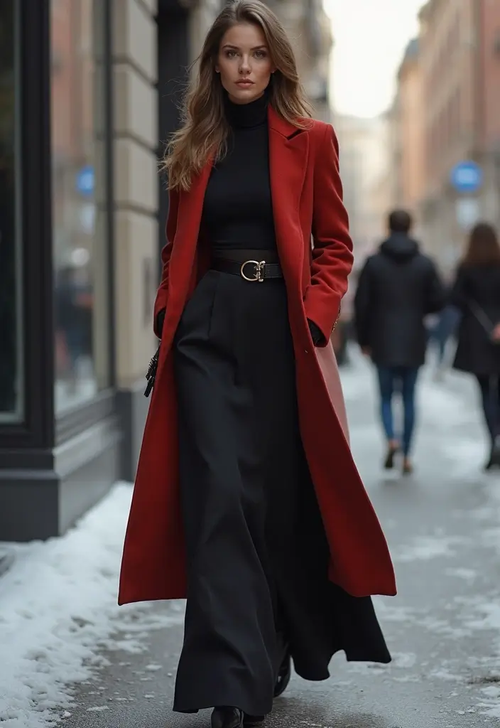 29 Stylish Long Skirt Winter Outfit For Every Occasion - 24. Long Skirt with a Longline Coat