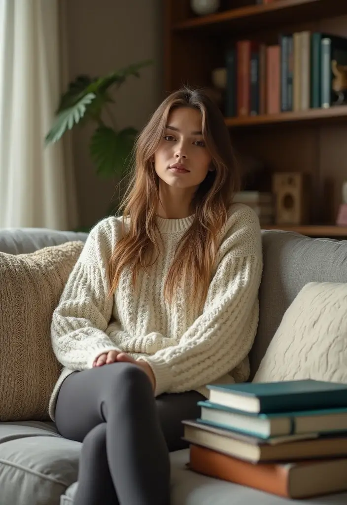 29 Trendy Back To School Outfit Inspo High School To Refresh Your Closet - 2. Oversized Sweaters with Leggings