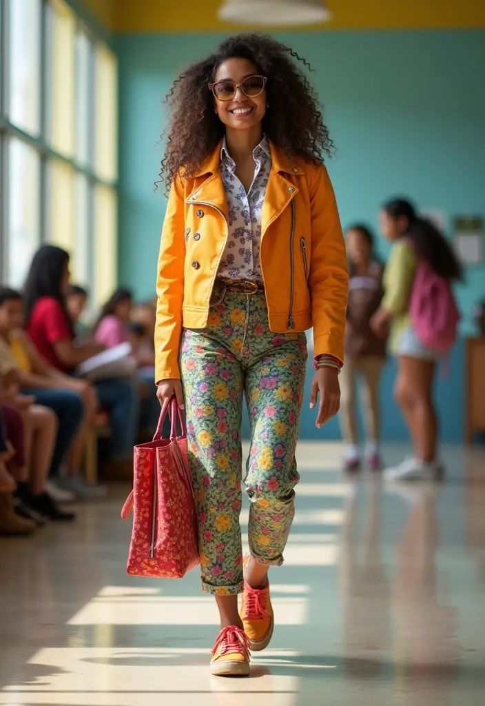 29 Trendy Back To School Outfit Inspo High School To Refresh Your Closet - 23. Mixing and Matching Patterns
