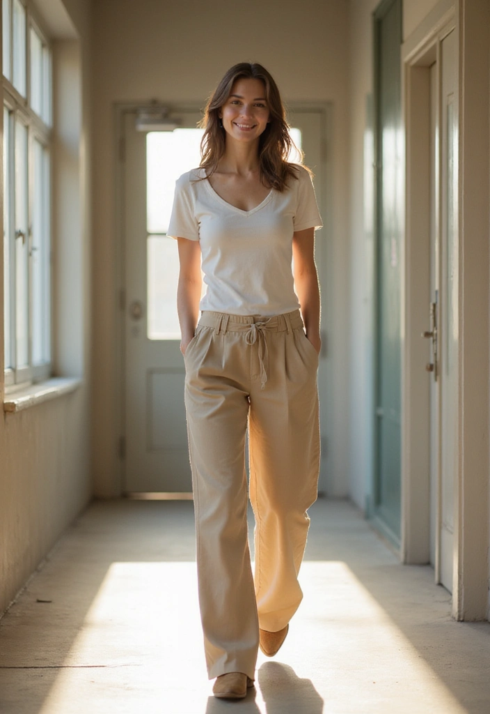 29 Trendy Back To School Outfit Inspo High School To Refresh Your Closet - 25. Casual Chic with Wide Leg Trousers