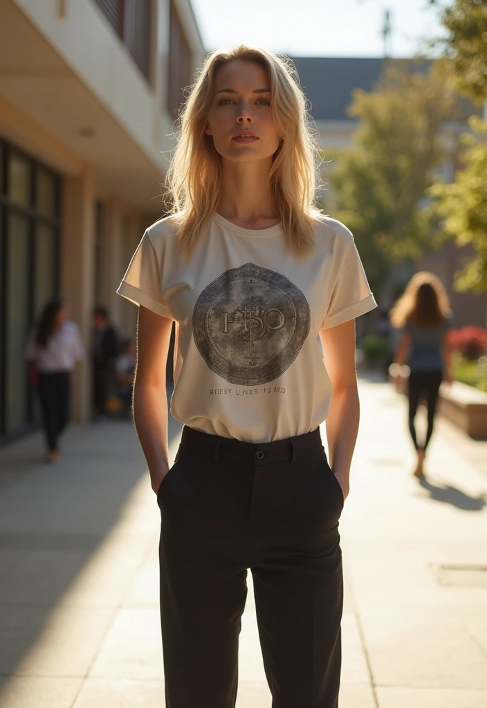 29 Trendy Back To School Outfit Inspo High School To Refresh Your Closet - 4. Tailored Trousers with a Graphic Tee