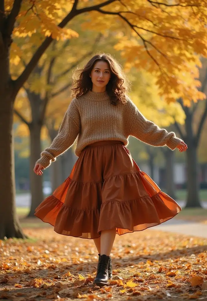 29 Trendy Back To School Outfit Inspo High School To Refresh Your Closet - 5. Layered Skirts with Chunky Knit Sweaters
