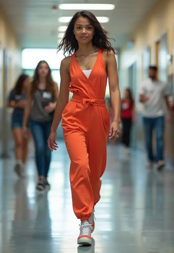 29 Trendy Back To School Outfit Inspo High School To Refresh Your Closet - 9. Jumpsuits with Trainers