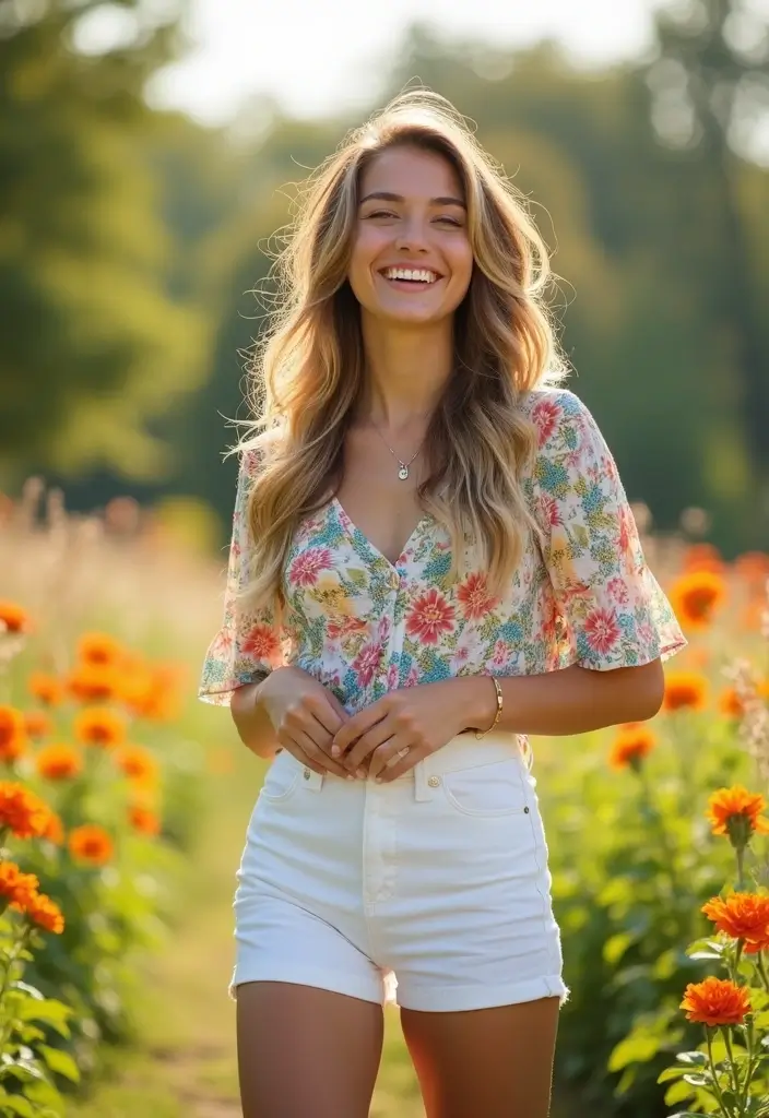 29 White Shorts Outfit Summer Looks That Will Upgrade Your Wardrobe - 20. Playful and Colorful