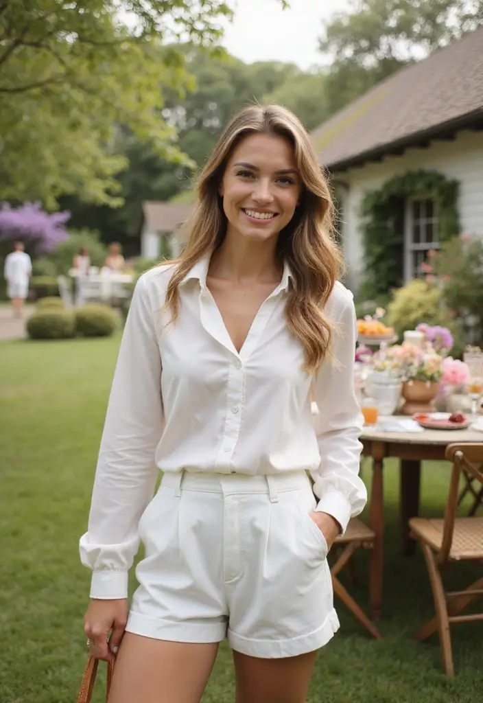 29 White Shorts Outfit Summer Looks That Will Upgrade Your Wardrobe - 24. Dressy Casual Look