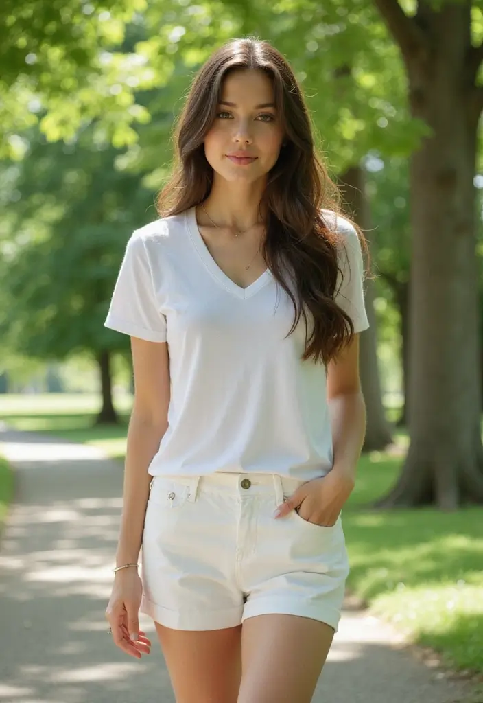 29 White Shorts Outfit Summer Looks That Will Upgrade Your Wardrobe - 29. The Classic White Tee