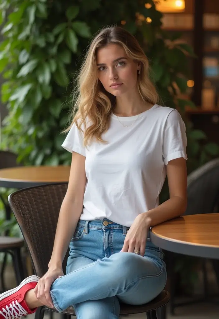 29 Zapatillas Rojas Outfit Ideas That Feel Effortless - 1. Classic White Tee and Jeans