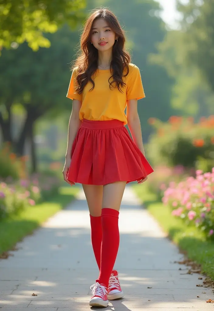 29 Zapatillas Rojas Outfit Ideas That Feel Effortless - 10. Quirky in Over-the-Knee Socks
