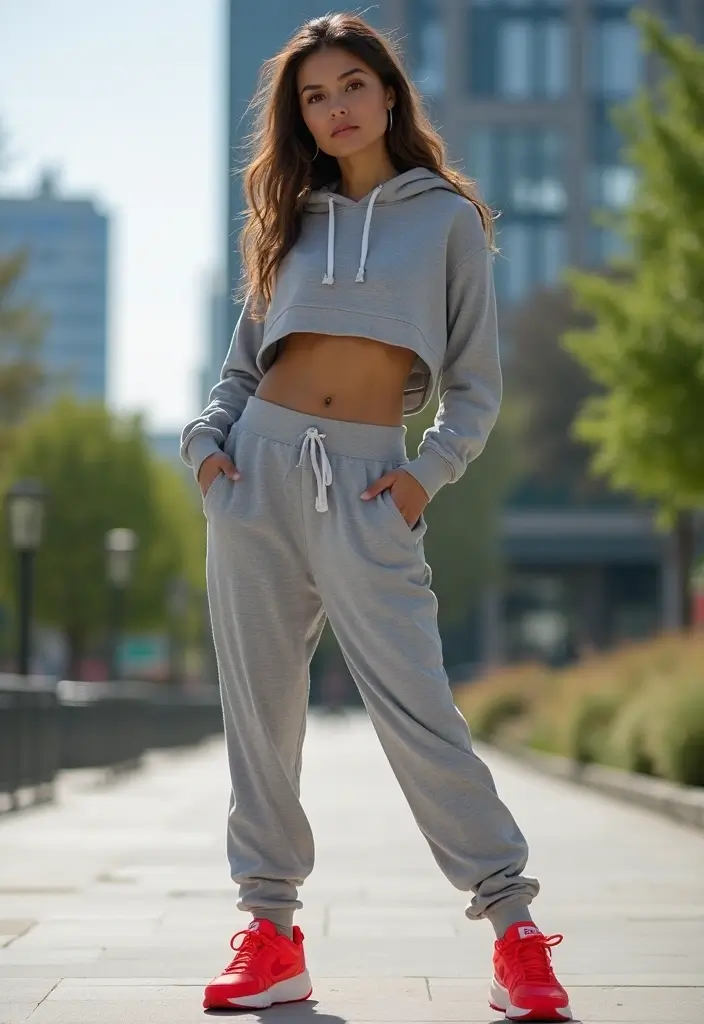 29 Zapatillas Rojas Outfit Ideas That Feel Effortless - 2. Sporty Chic with Joggers