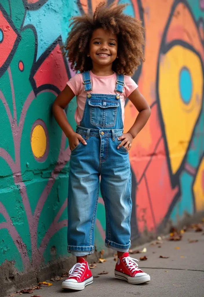 29 Zapatillas Rojas Outfit Ideas That Feel Effortless - 4. Denim Overalls Vibe