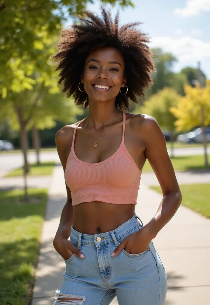 30 Boyfriend Jeans Outfit Black Women Inspirations For Real Life - 28. Layering with Summer Essentials