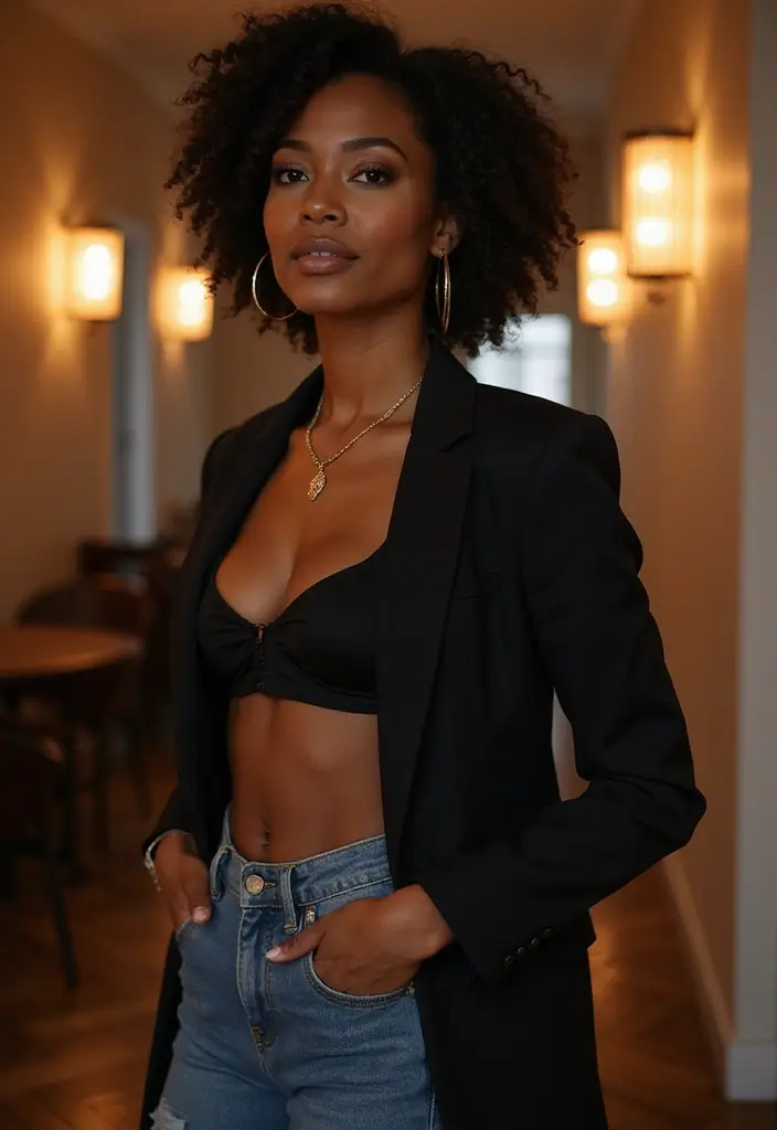 30 Boyfriend Jeans Outfit Black Women Inspirations For Real Life - 30. Sophisticated Evening Looks