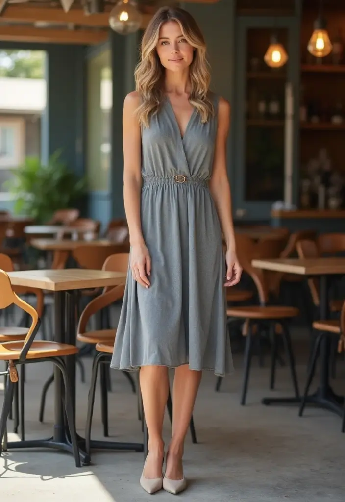 30 Grey Dress Outfit Styling Tips To Wear With Confidence - 12. Go Casual with Flats