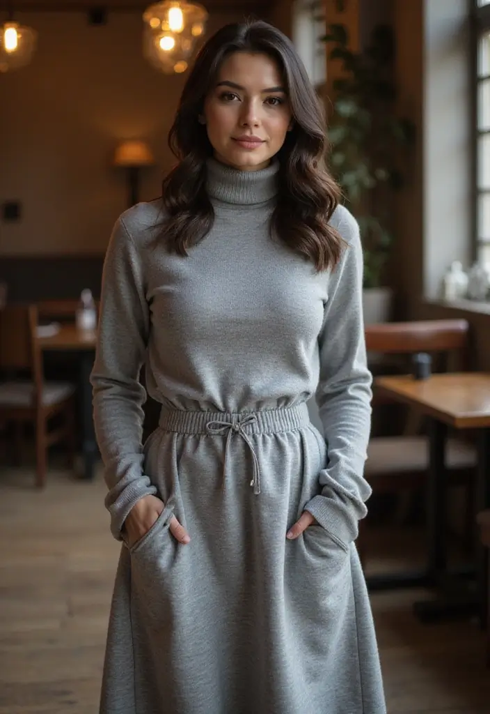 30 Grey Dress Outfit Styling Tips To Wear With Confidence - 14. Layer with Turtlenecks