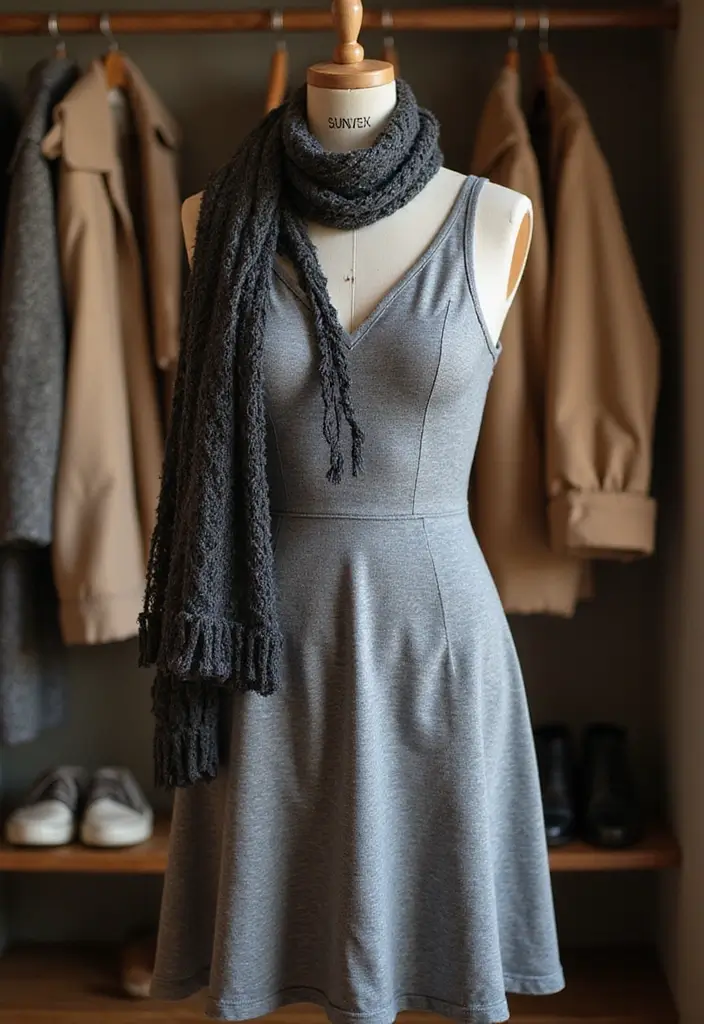 30 Grey Dress Outfit Styling Tips To Wear With Confidence - 16. Utilize Versatile Layers for Seasons