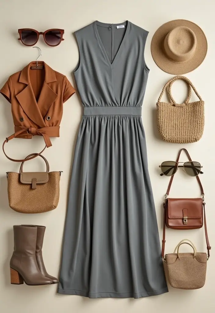 30 Grey Dress Outfit Styling Tips To Wear With Confidence - 29. Emphasize with Stylish Bags