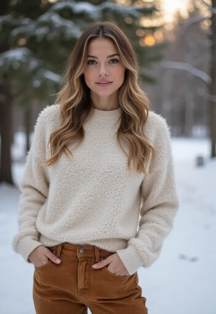 30 Idee Outfit Invernali Inspirations For Real Life - 16. Soft Textures
