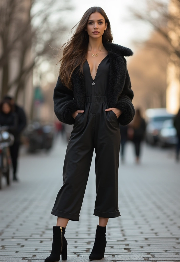 30 Idee Outfit Invernali Inspirations For Real Life - 18. Chic Jumpsuit