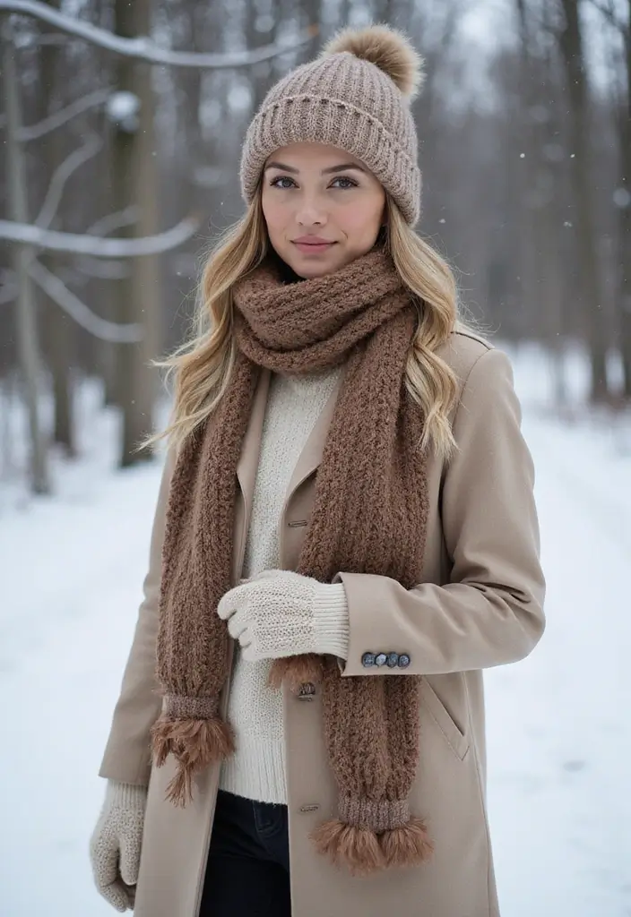 30 Idee Outfit Invernali Inspirations For Real Life - 25. Warm Accessories