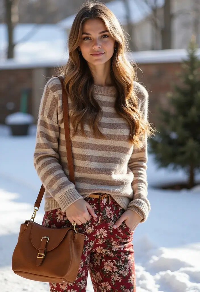 30 Idee Outfit Invernali Inspirations For Real Life - 30. Mixing Patterns