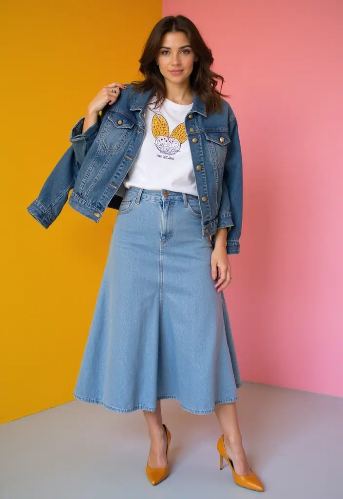 30 Kitten Heels Outfits That Flatter Every Figure - 19. Graphic Tees and Skirts