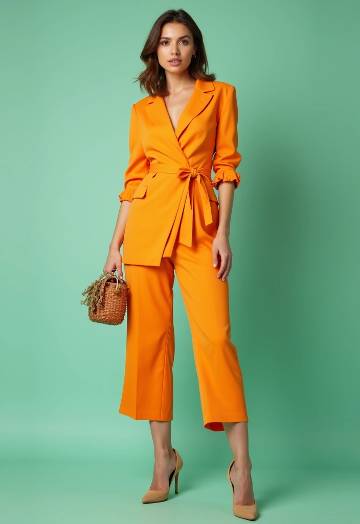 30 Kitten Heels Outfits That Flatter Every Figure - 21. Bright and Bold