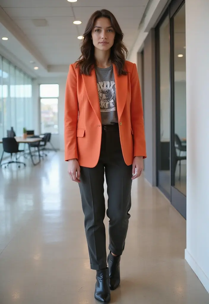 30 Must-Try Edgy Office Outfit Combos This Season - 1. Structured Blazer with Graphic Tee
