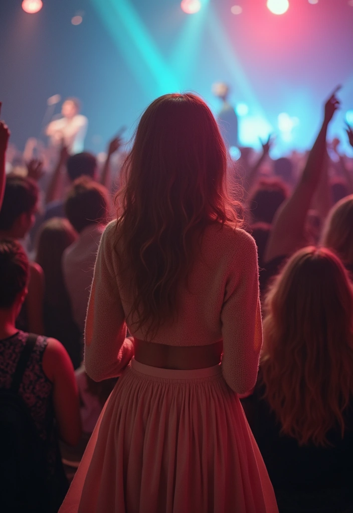 30 Stylish Rock Concert Outfits for Every Occasion - 17. Cropped Sweater & Midi Skirt