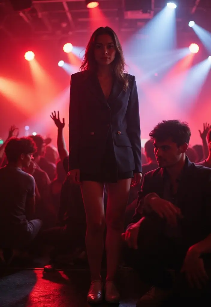 30 Stylish Rock Concert Outfits for Every Occasion - 23. Tailored Blazer & Mini Skirt