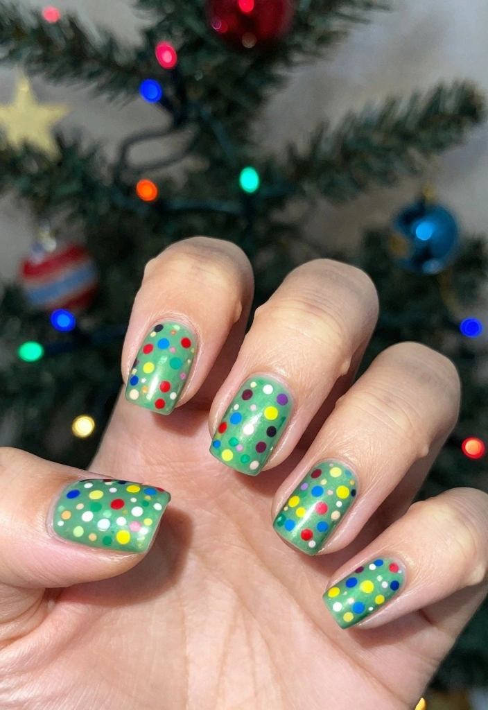15 Green Christmas Nails Ideas Festive Modern Touch - 15. Festive Confetti 1