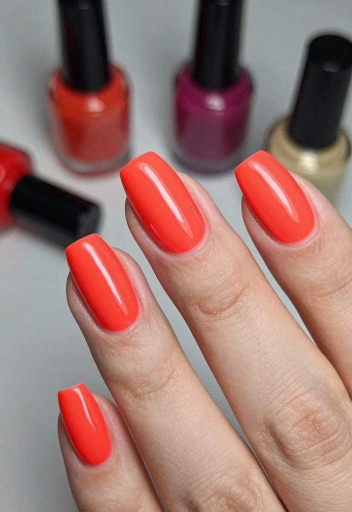 15 Neon Red Nails Ideas: Bold Statement Style - 1. Classic Neon Red with Glossy Finish 1