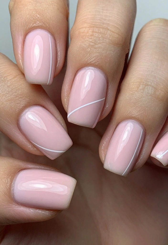 15 Pink Nail Ideas for Classic Soft Glam - 3. Minimalist Pink Lines 1