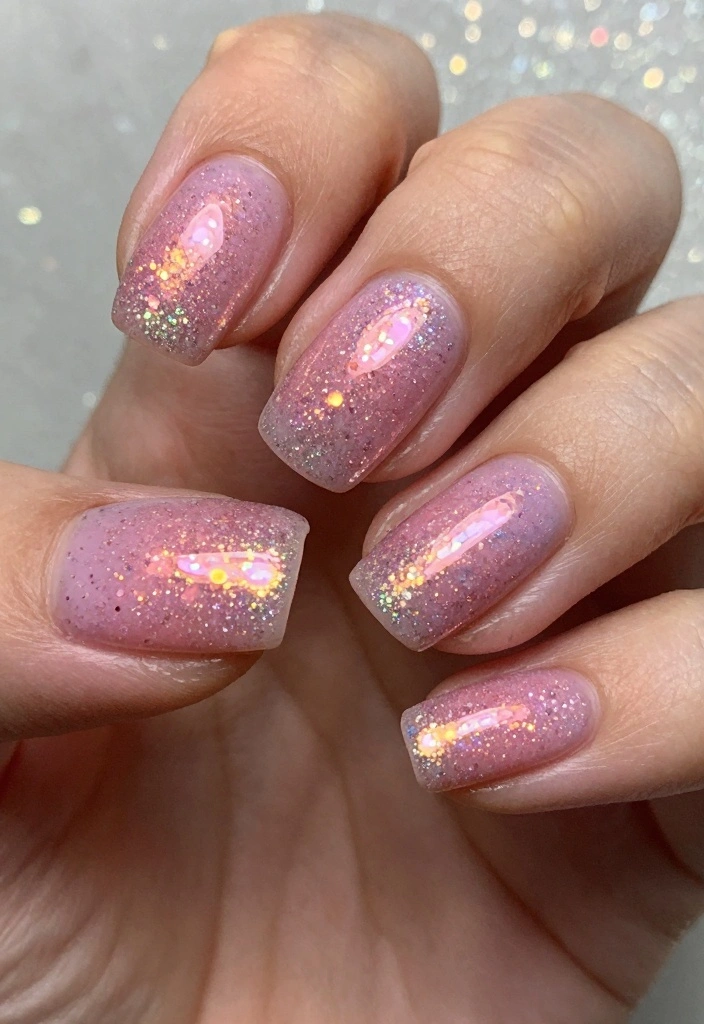 15 Pink Nail Ideas for Classic Soft Glam - 4. Glitter Gradient 1