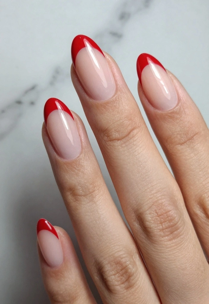15 Red French Tip Nails Ideas Modern Classic Twist - 1. Classic Red French Tips 1