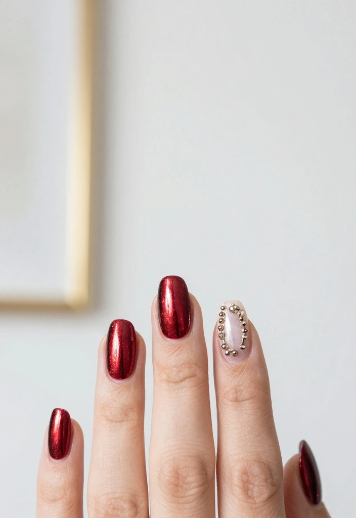 15 Red French Tip Nails Ideas Modern Classic Twist - 11. Metallic Red French Tips 1