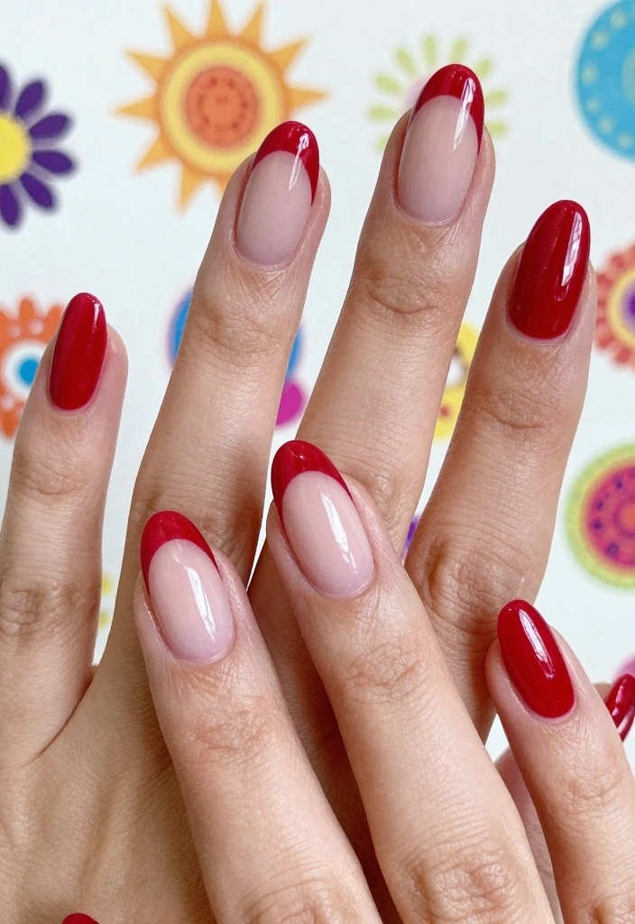 15 Red French Tip Nails Ideas Modern Classic Twist - 12. Two-Toned Red French Tips 1