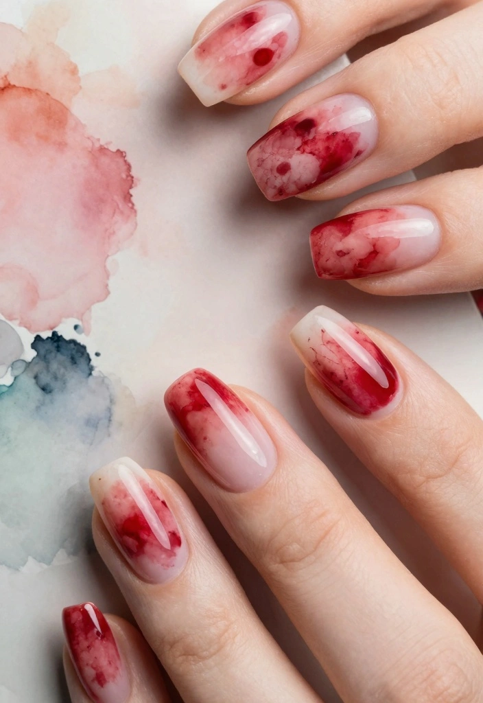 15 Red French Tip Nails Ideas Modern Classic Twist - 14. Watercolor Red French Tips 1