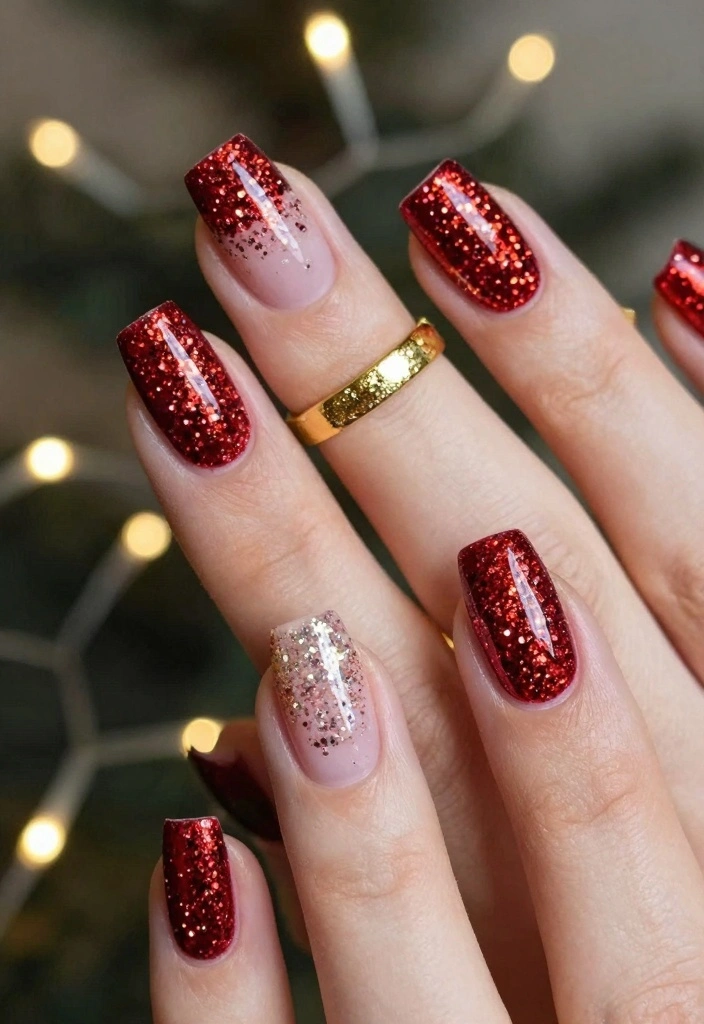 15 Red French Tip Nails Ideas Modern Classic Twist - 5. Glitter Red French Tips 1